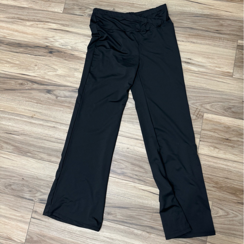Black Maternity Yoga Pants with Adjustable Waist